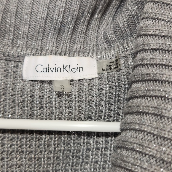 Calvin Klein Women's Classic Tutle Neck Elegant Cozy Gray Sweater Size M - Picture 3 of 9